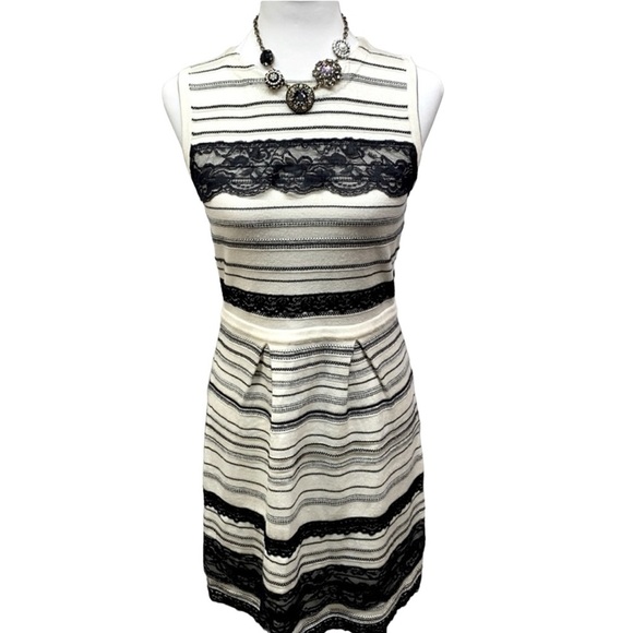 ABS Platinum Light Sweater Black & Ivory Dress - Picture 2 of 7